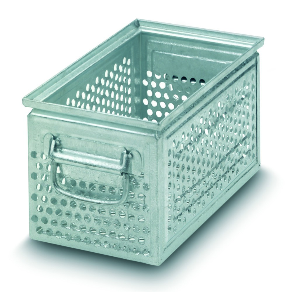 Produktabbildung Nr. 1: Stapelkasten aus Stahlblech, mit grober Lochung Ø 10 mm, HxBxT 150 x 300 x 200 mm
