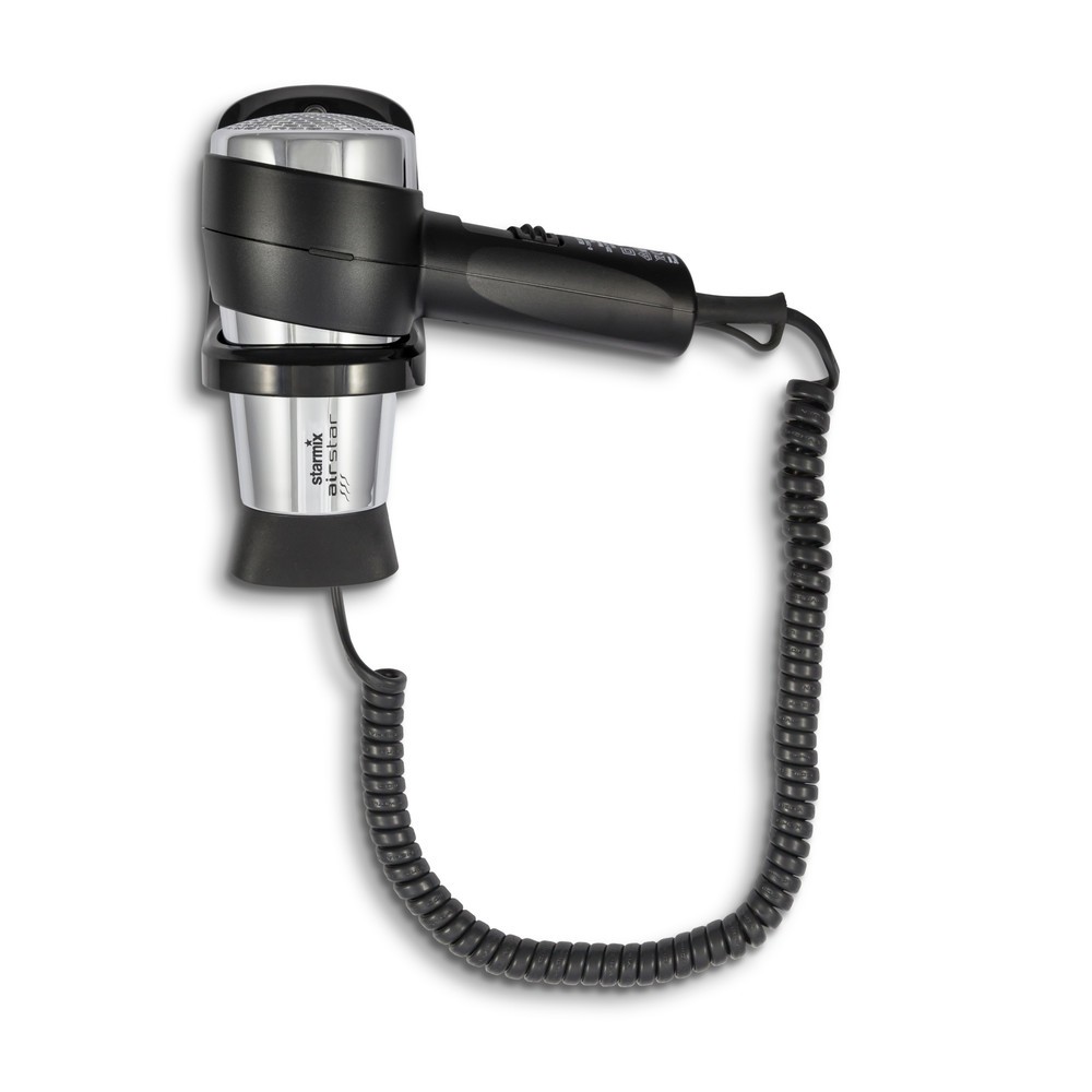 Produktabbildung: starmix Hand-Haartrockner TFCW 16, 1.600 W, inkl. Wandhalter, schwarz/chrom