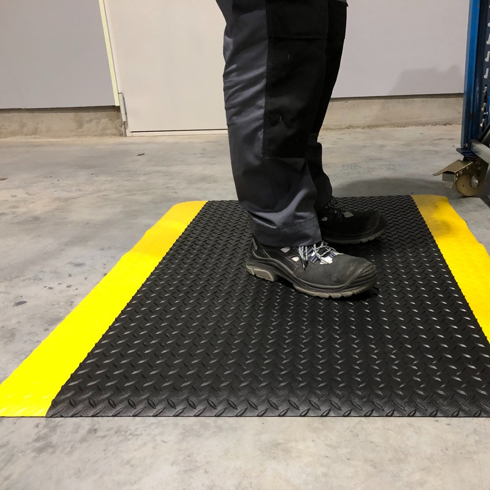 Produktabbildung Nr. 4: Steinbock® Anti-Ermüdungsmatte ErgoSoft Strong, Rautenprofil, 2-lagig, BxL 900 x 2.000 mm, schwarz/gelb