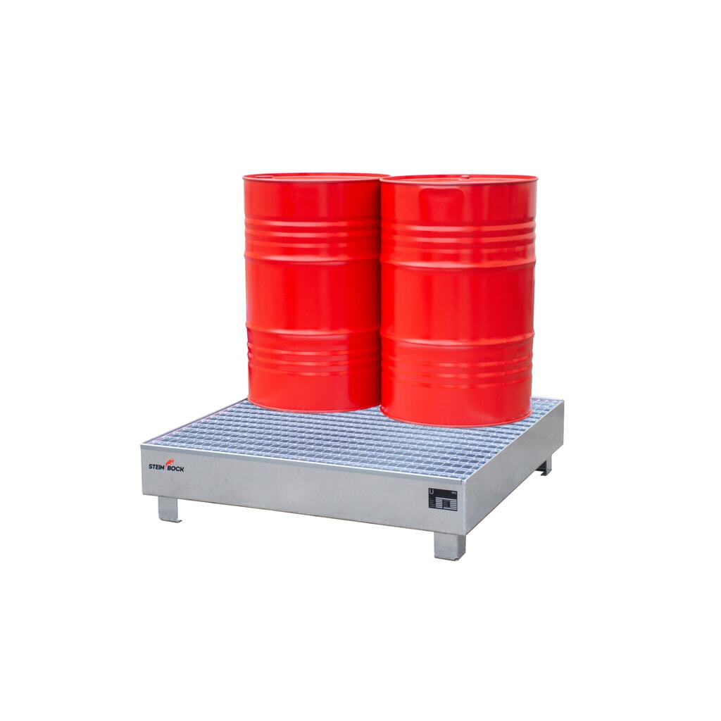 Steinbock® Auffangwanne, 4x 200 l, HxBxT 285 x 1.200 x 1.200 mm, inkl. Gitterrost, feuerverzinkt Produktabbildung Nr. 4: Steinbock® Auffangwanne, 4x 200 l, HxBxT 285 x 1.200 x 1.200 mm, inkl. Gitterrost, feuerverzinkt