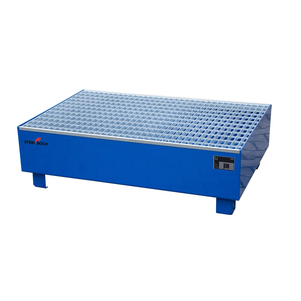 Produktabbildung: Steinbock® Auffangwanne, 2x 200 l, HxBxT 360 x 800 x 1.200 mm, inkl. Gitterrost, blau