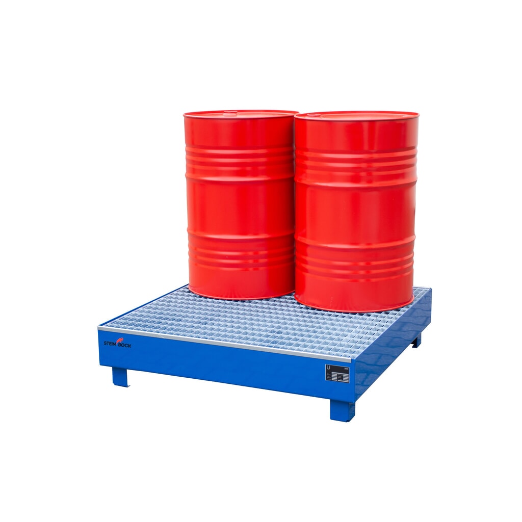 Steinbock® Auffangwanne, 4x 200 l, HxBxT 285 x 1.200 x 1.200 mm, inkl. Gitterrost, blau Produktabbildung Nr. 6: Steinbock® Auffangwanne, 4x 200 l, HxBxT 285 x 1.200 x 1.200 mm, inkl. Gitterrost, blau