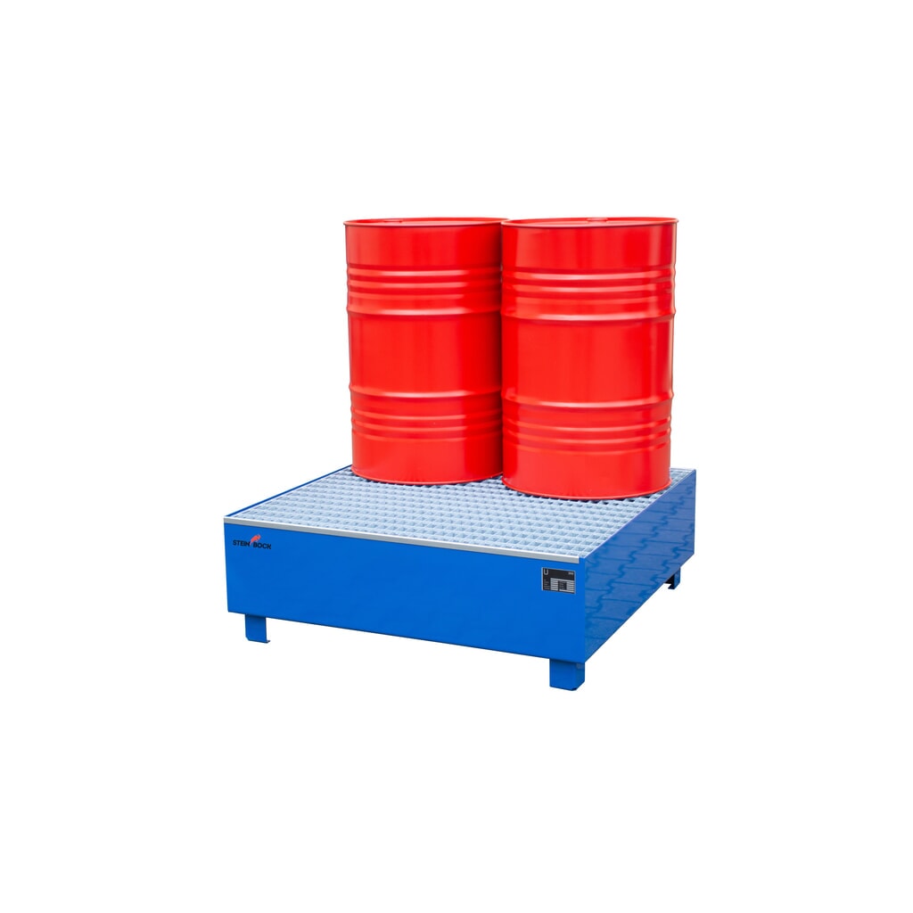 Steinbock® Auffangwanne, 4x 200 l, HxBxT 410 x 1.200 x 1.200 mm, inkl. Gitterrost, blau Produktabbildung Nr. 6: Steinbock® Auffangwanne, 4x 200 l, HxBxT 410 x 1.200 x 1.200 mm, inkl. Gitterrost, blau