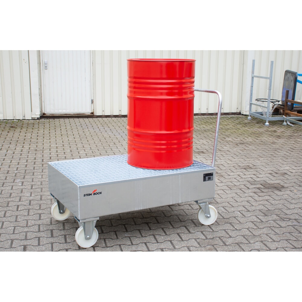 Produktabbildung Nr. 3: Steinbock® Auffangwanne für 200-Liter-Fässer, verfahrbar, feuerverzinkt
