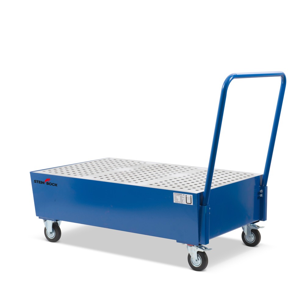 Produktabbildung: Steinbock® Auffangwanne für 200-Liter-Fässer, verfahrbar, blau