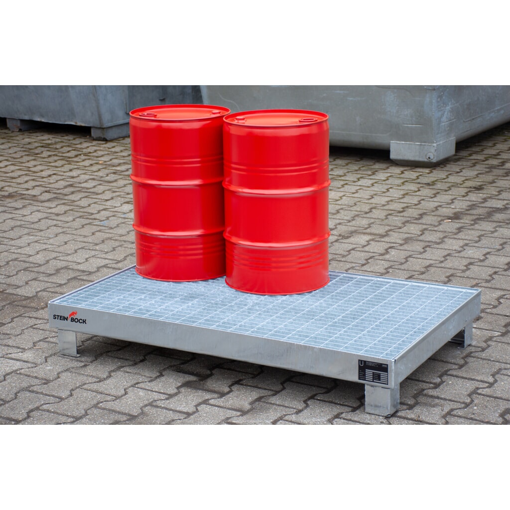 Steinbock® Auffangwanne für 6x 60-Liter-Fässer, inkl. Gitterrost, feuerverzinkt Produktabbildung Nr. 4: Steinbock® Auffangwanne für 6x 60-Liter-Fässer, inkl. Gitterrost, feuerverzinkt