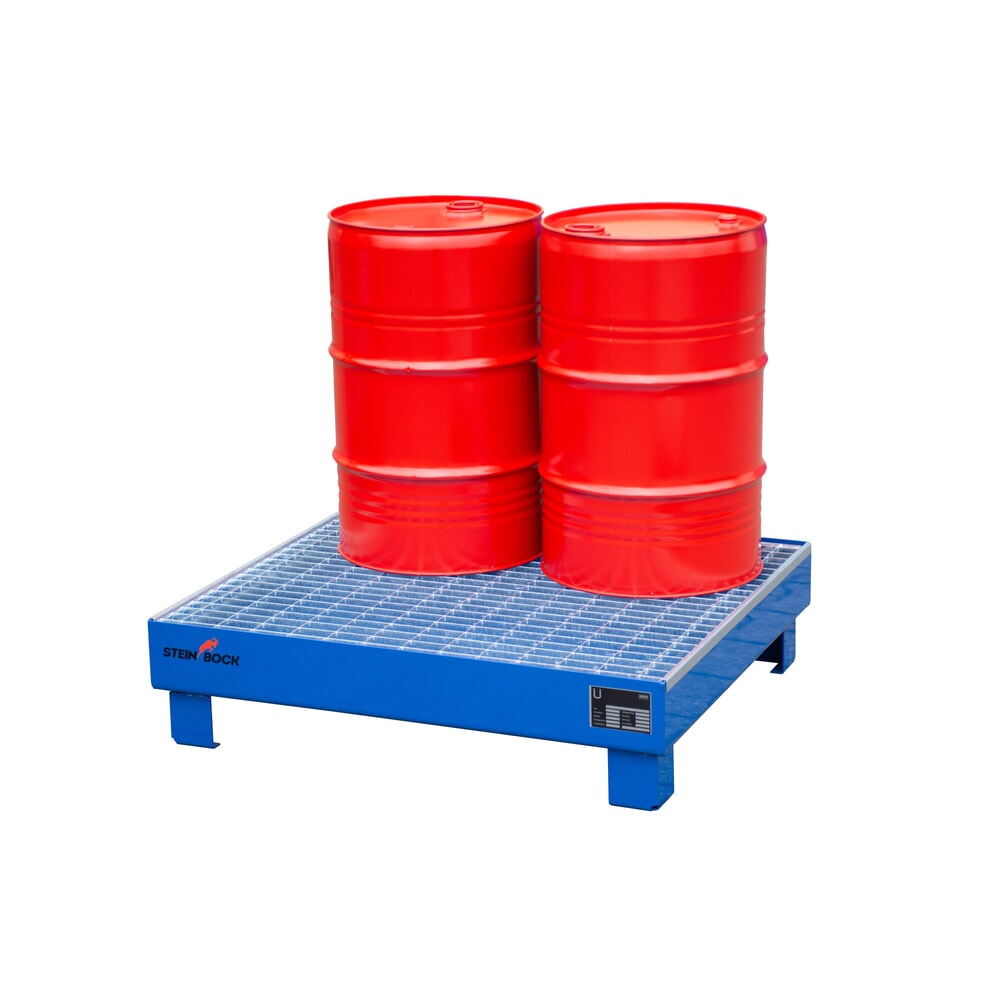Produktabbildung Nr. 5: Steinbock® Auffangwanne für 4x 60-Liter-Fässer, inkl. Gitterrost, blau