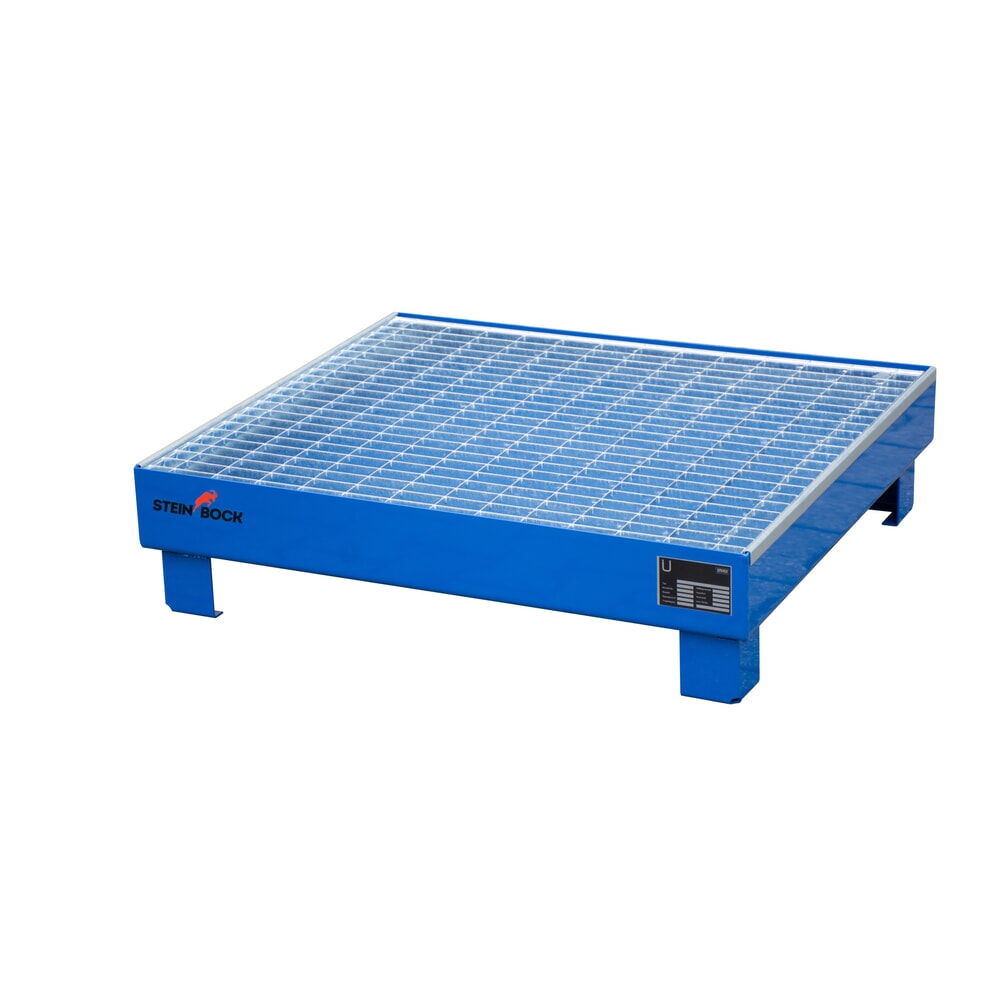 Produktabbildung: Steinbock® Auffangwanne für 4x 60-Liter-Fässer, inkl. Gitterrost, blau