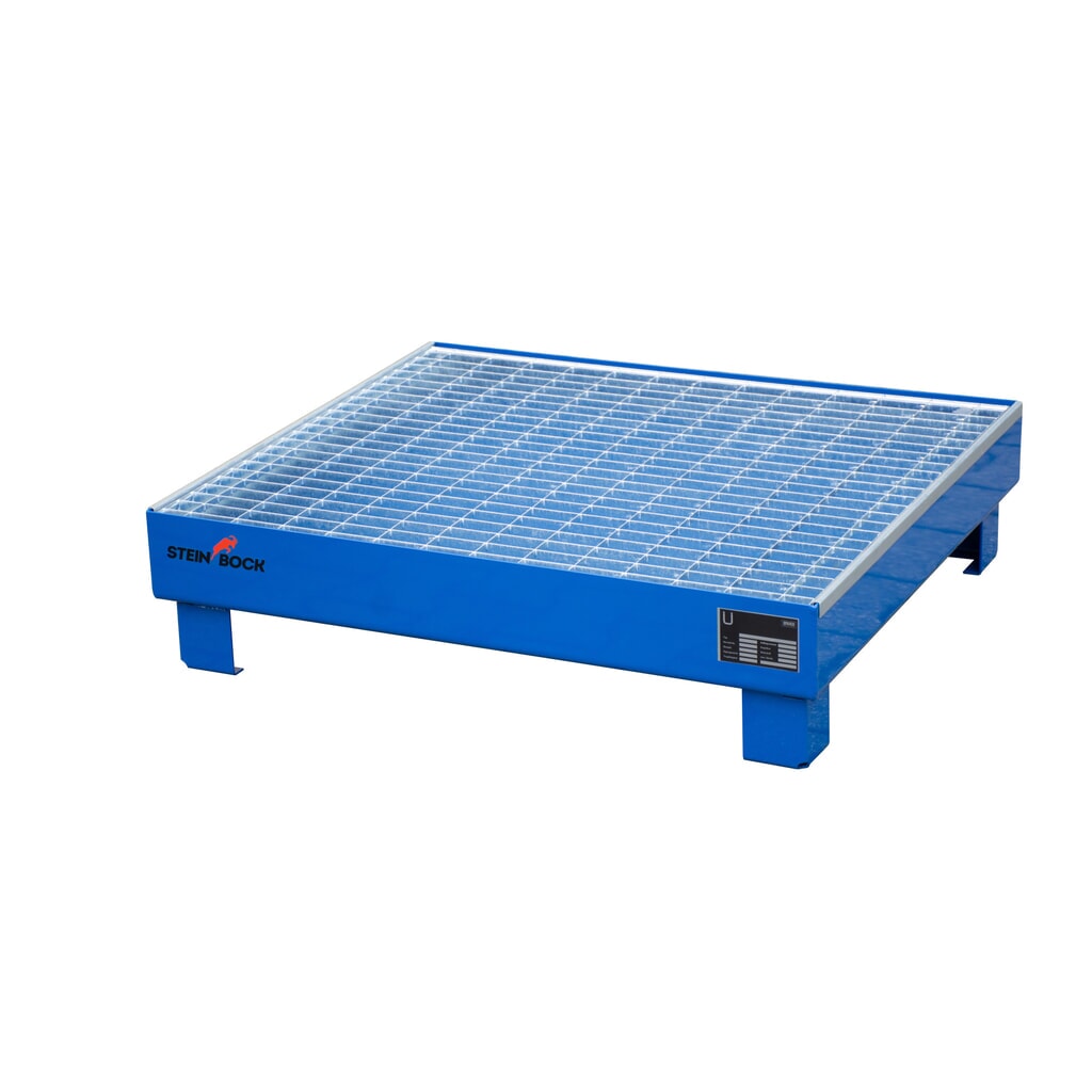 Steinbock® Auffangwanne für 4x 60-Liter-Fässer, inkl. Gitterrost, blau Produktabbildung: Steinbock® Auffangwanne für 4x 60-Liter-Fässer, inkl. Gitterrost, blau