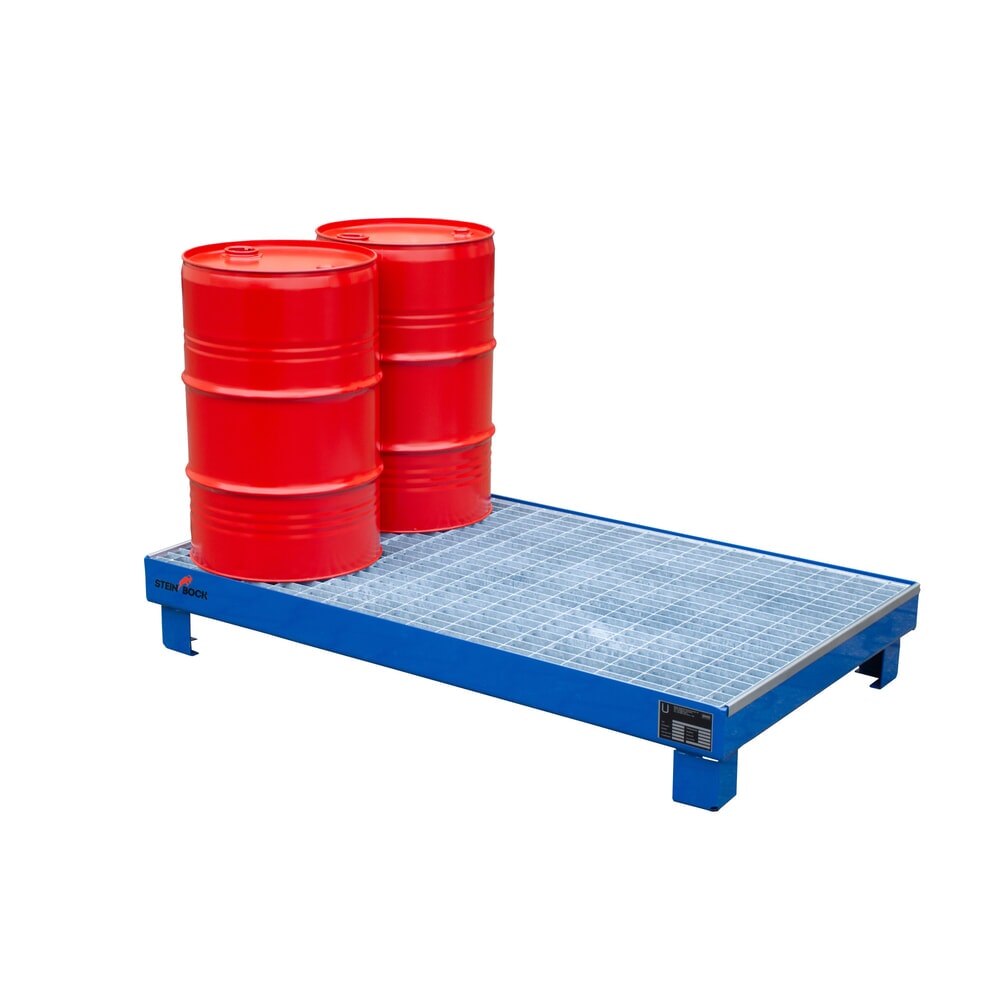 Produktabbildung Nr. 5: Steinbock® Auffangwanne für 6x 60-Liter-Fässer, inkl. Gitterrost, blau