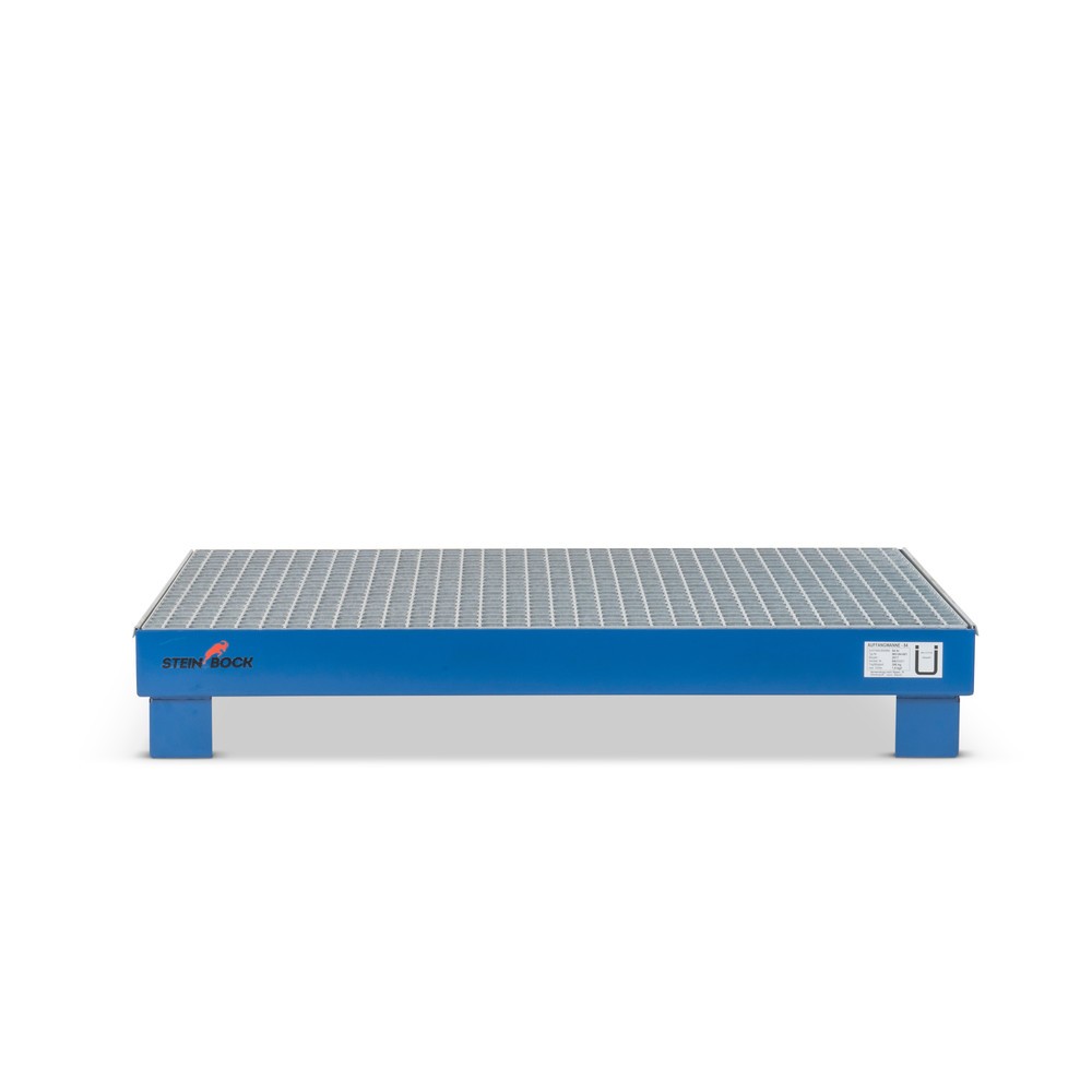 Produktabbildung: Steinbock® Auffangwanne für 4x 60-Liter-Fässer, inkl. Gitterrost, blau