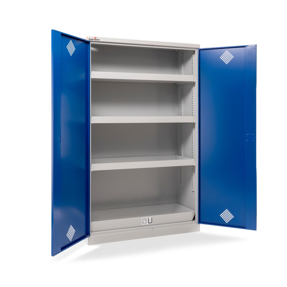 Produktabbildung: Steinbock® Chemikalien- und Giftschrank, 4 Wannen, HxBxT 1.950 x 1.200 x 500 mm