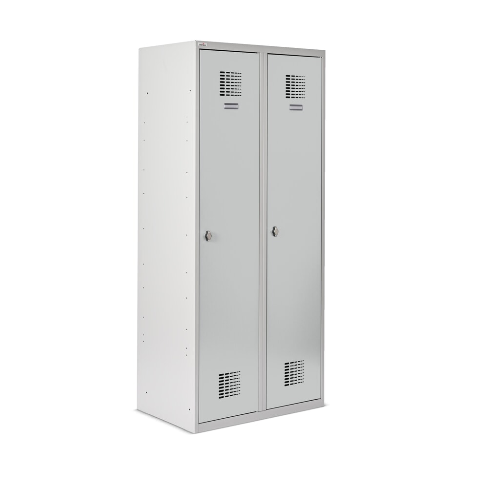 Produktabbildung Nr. 7: Steinbock® Doppelspind, bodenstehend, 2 Abteile, Mitteltrennwand, Drehriegelverschluss, HxBxT 1.800 x 800 x 500 mm, lichtgrau/lichtgrau