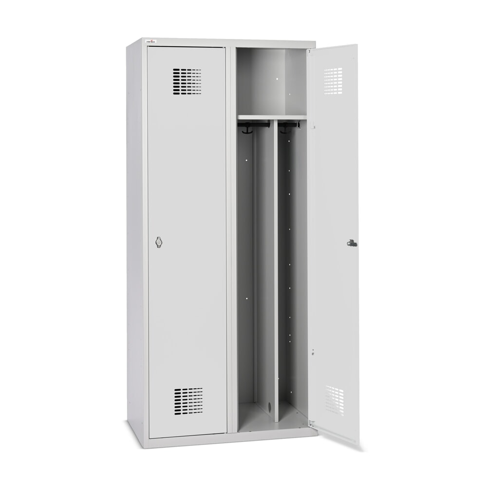 Produktabbildung Nr. 9: Steinbock® Doppelspind, bodenstehend, 2 Abteile, Mitteltrennwand, Drehriegelverschluss, HxBxT 1.800 x 800 x 500 mm, lichtgrau/lichtgrau