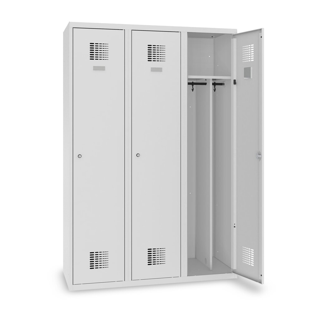 Produktabbildung Nr. 10: Steinbock® Doppelspind, bodenstehend, 3 Abteile, Mitteltrennwand, Drehriegelverschluss, HxBxT 1.800 x 1200 x 500 mm, lichtgrau/lichtgrau