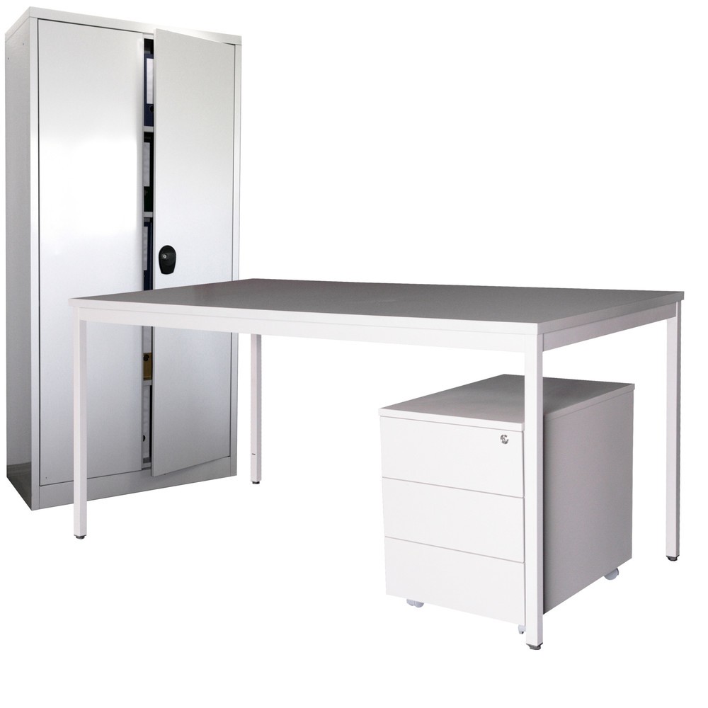 Einrichtungs-Set Steinbock®, Schreibtisch inkl. Rollcontainer + Flügeltürschrank
