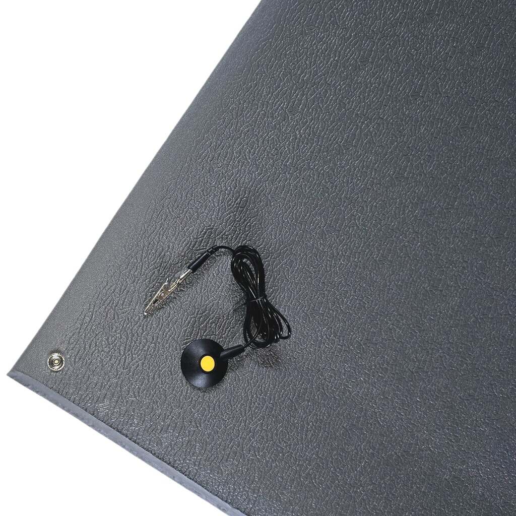 Steinbock® ESD-Anti-Ermüdungsmatte Ergo, texturiert, 1-lagig, BxL 600 x 1.000 mm, grau Produktabbildung: Steinbock® ESD-Anti-Ermüdungsmatte Ergo, texturiert, 1-lagig, BxL 600 x 1.000 mm, grau