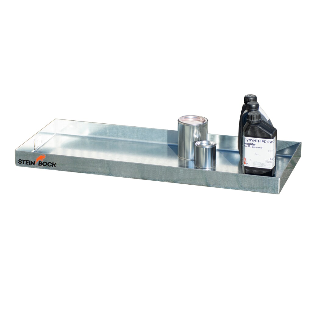 Steinbock® Kleingebinde-Auffangwanne aus Stahl, verzinkt, HxBxT 60 x 940 x 370 mm, Auffangvolumen 12 Liter Produktabbildung Nr. 2: Steinbock® Kleingebinde-Auffangwanne aus Stahl, verzinkt, HxBxT 60 x 940 x 370 mm, Auffangvolumen 12 Liter