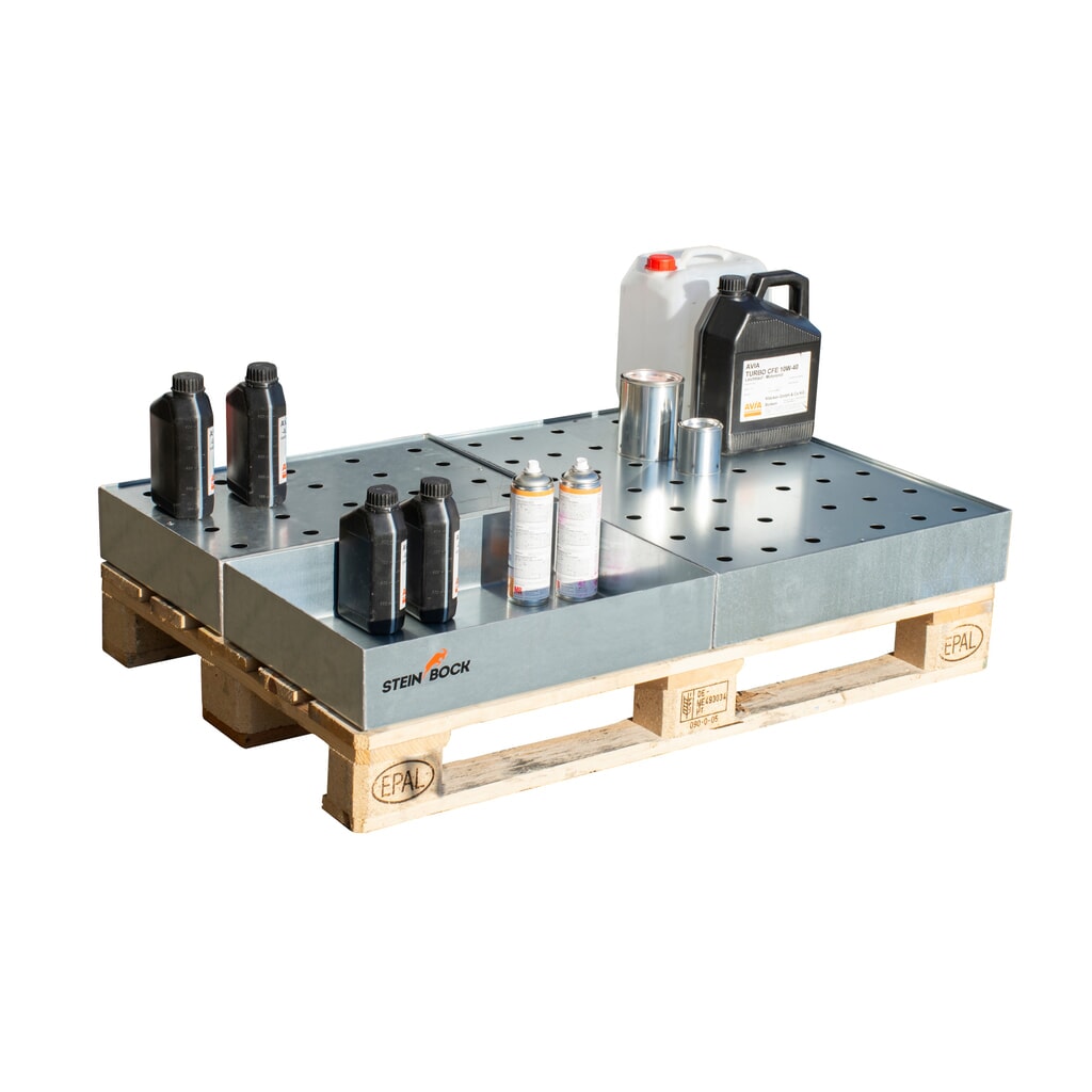 Produktabbildung Nr. 2: Steinbock® Paletten-Kleingebinde-Auffangwanne aus Stahl, verzinkt, HxBxT 120 x 600 x 400 mm, Auffangvolumen 22 Liter
