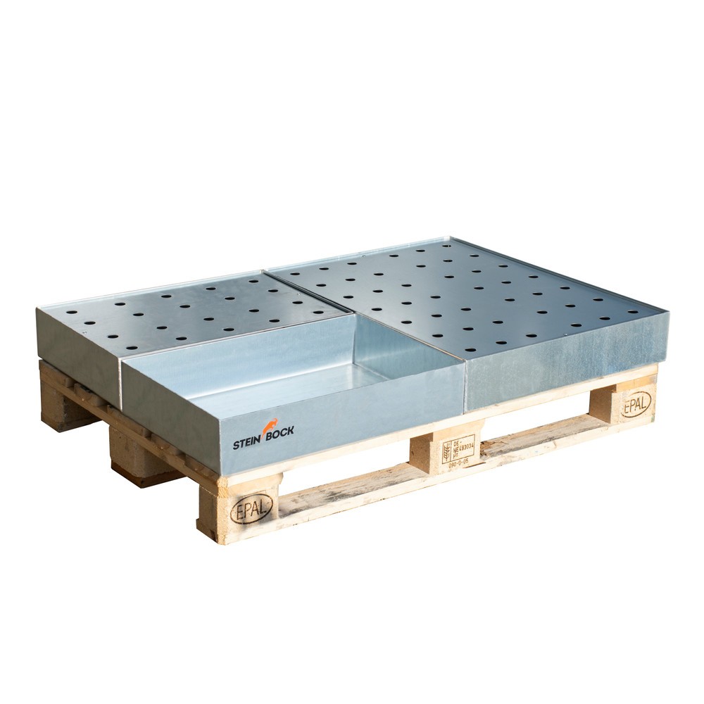 Produktabbildung Nr. 3: Steinbock® Paletten-Kleingebindewanne, aus Stahl, verzinkt, HxBxT 120 x 400 x 600 mm, Auffangvolumen 22 Liter