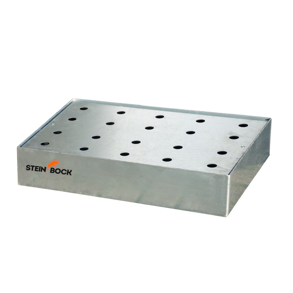 Produktabbildung: Steinbock® Paletten-Kleingebindewanne, aus Stahl, verzinkt, HxBxT 120 x 400 x 600 mm, Auffangvolumen 21 Liter, inkl. Lochblech-Rost