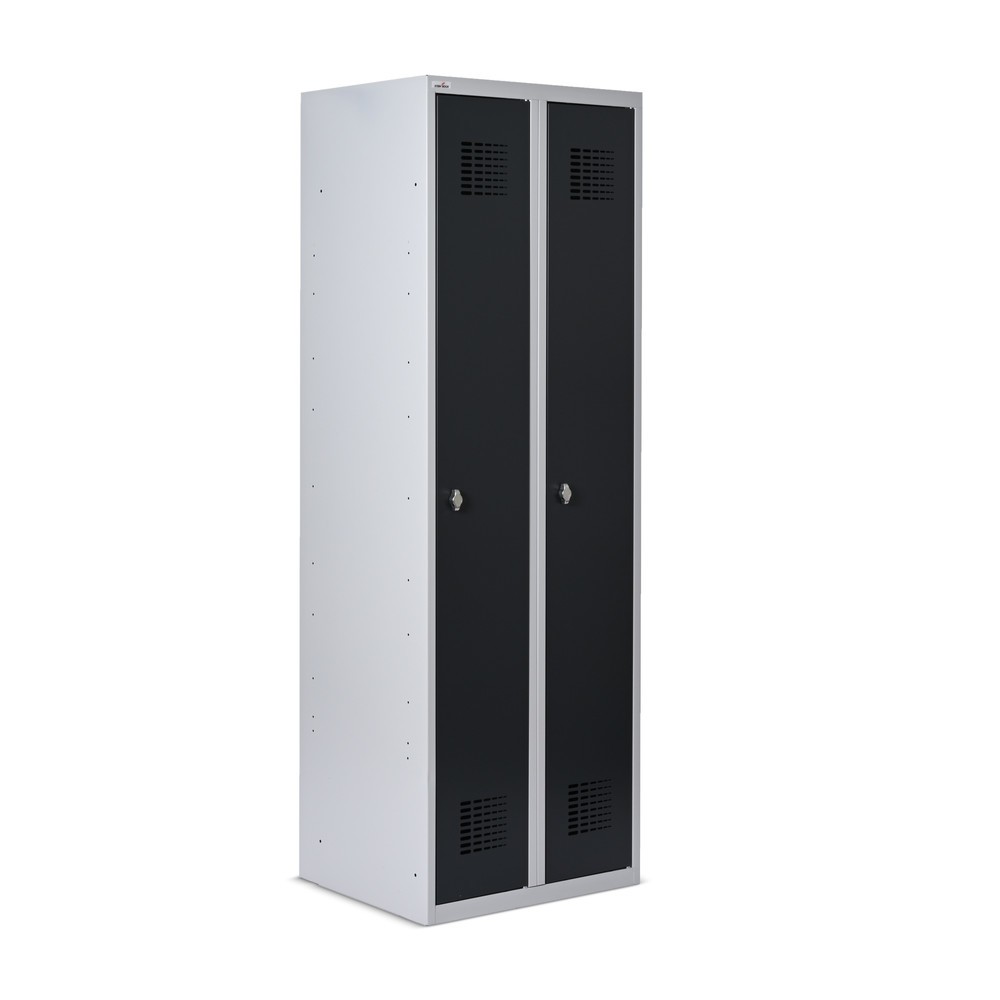 Produktabbildung Nr. 2: Steinbock® Spind, bodenstehend, 2 Abteile, Drehriegelverschluss, HxBxT 1.800 x 600 x 500 mm, lichtgrau/anthrazitgrau