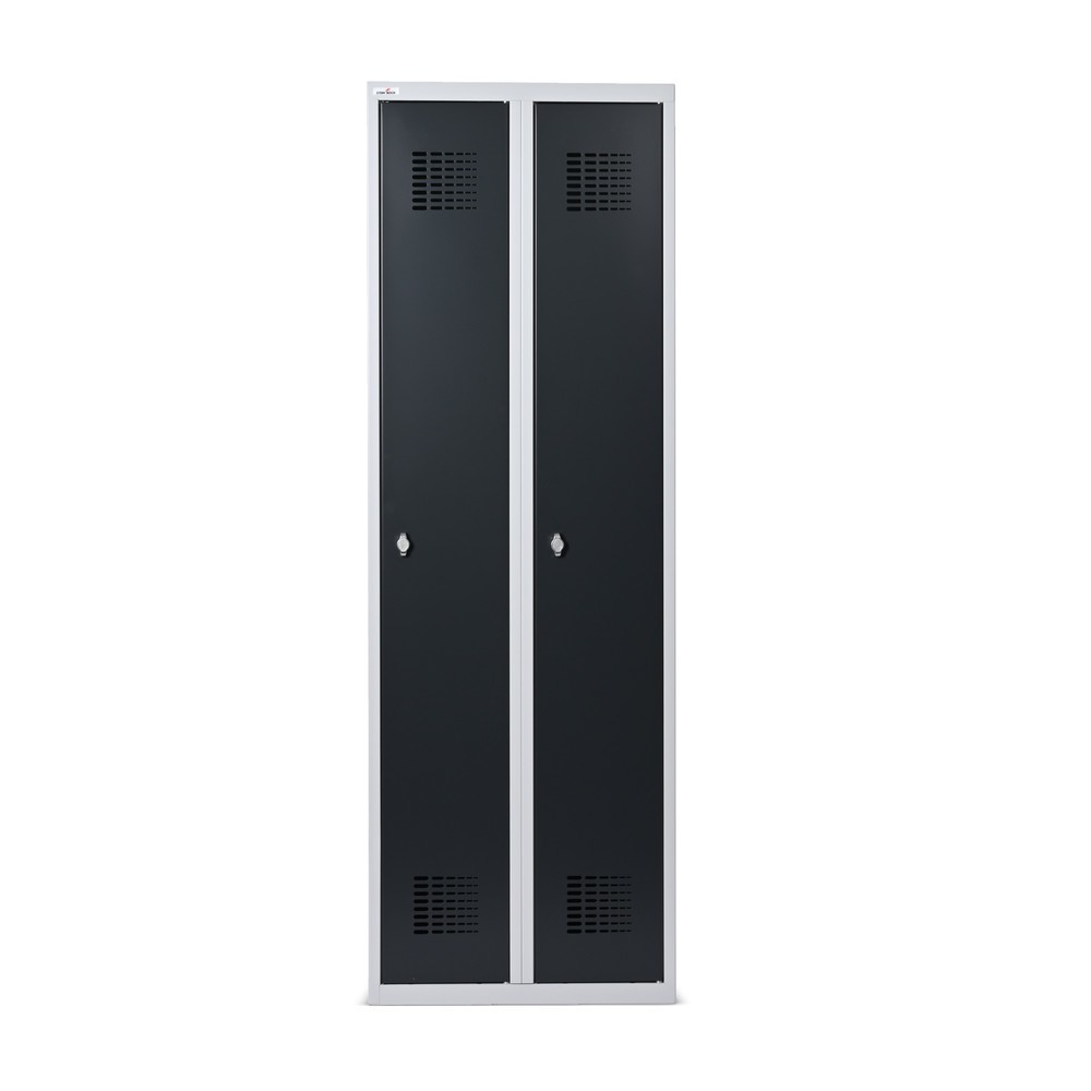 Produktabbildung Nr. 3: Steinbock® Spind, bodenstehend, 2 Abteile, Drehriegelverschluss, HxBxT 1.800 x 600 x 500 mm, lichtgrau/anthrazitgrau