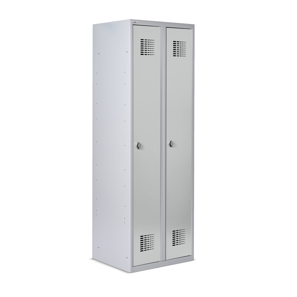 Produktabbildung Nr. 2: Steinbock® Spind, bodenstehend, 2 Abteile, Drehriegelverschluss, HxBxT 1.800 x 600 x 500 mm, lichtgrau/lichtgrau