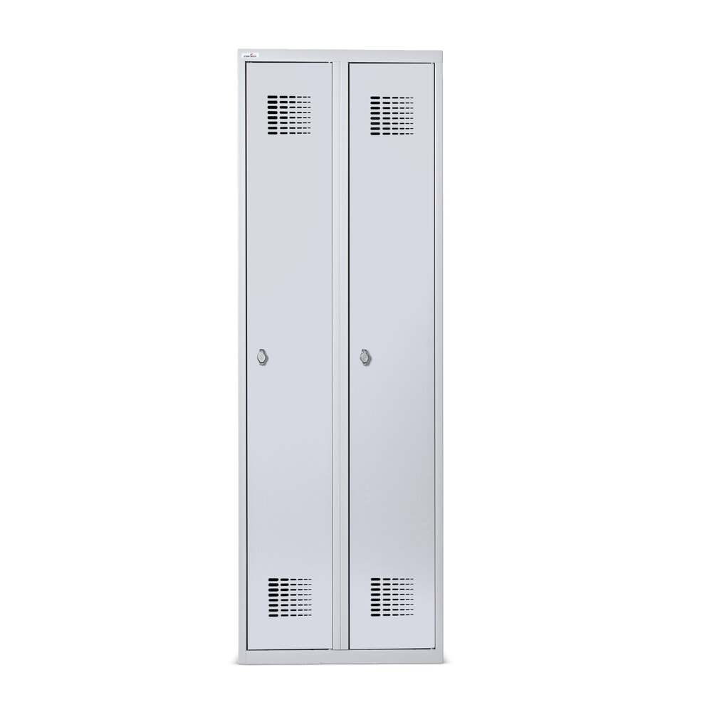 Produktabbildung Nr. 3: Steinbock® Spind, bodenstehend, 2 Abteile, Drehriegelverschluss, HxBxT 1.800 x 600 x 500 mm, lichtgrau/lichtgrau