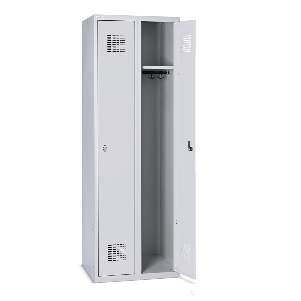 Produktabbildung Nr. 5: Steinbock® Spind, bodenstehend, 2 Abteile, Drehriegelverschluss, HxBxT 1.800 x 600 x 500 mm, lichtgrau/lichtgrau