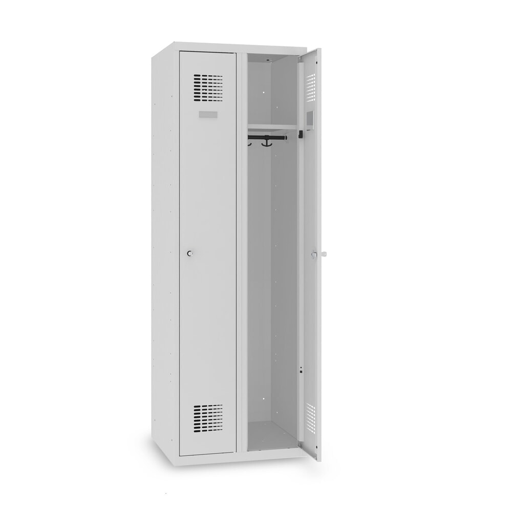 Produktabbildung Nr. 9: Steinbock® Spind, bodenstehend, 2 Abteile, Zylinderschloss, HxBxT 1.800 x 600 x 500 mm, lichtgrau/lichtgrau