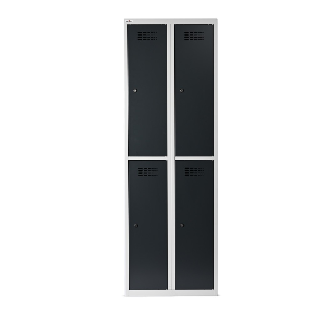 Produktabbildung Nr. 4: Steinbock® Spind, bodenstehend, 2-stöckig, 4 Fächer, Zylinderschloss, HxBxT 1.800 x 600 x 500 mm, lichtgrau/anthrazitgrau