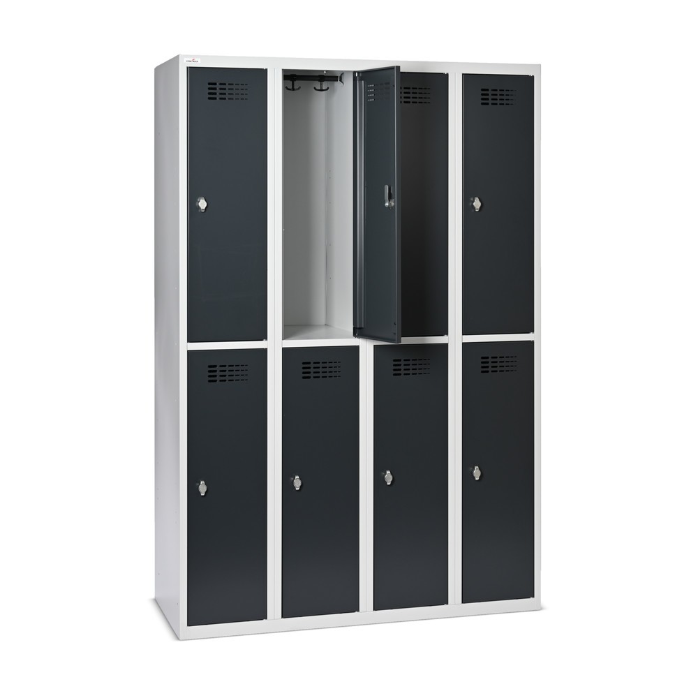 Produktabbildung Nr. 8: Steinbock® Spind, bodenstehend, 2-stöckig, 8 Fächer, Drehriegelverschluss, HxBxT 1.800 x 1.200 x 500 mm, lichtgrau/anthrazitgrau