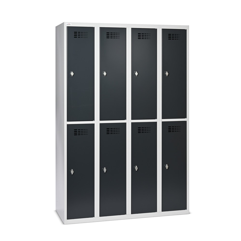 Produktabbildung: Steinbock® Spind, bodenstehend, 2-stöckig, 8 Fächer, Drehriegelverschluss, HxBxT 1.800 x 1.200 x 500 mm, lichtgrau/anthrazitgrau