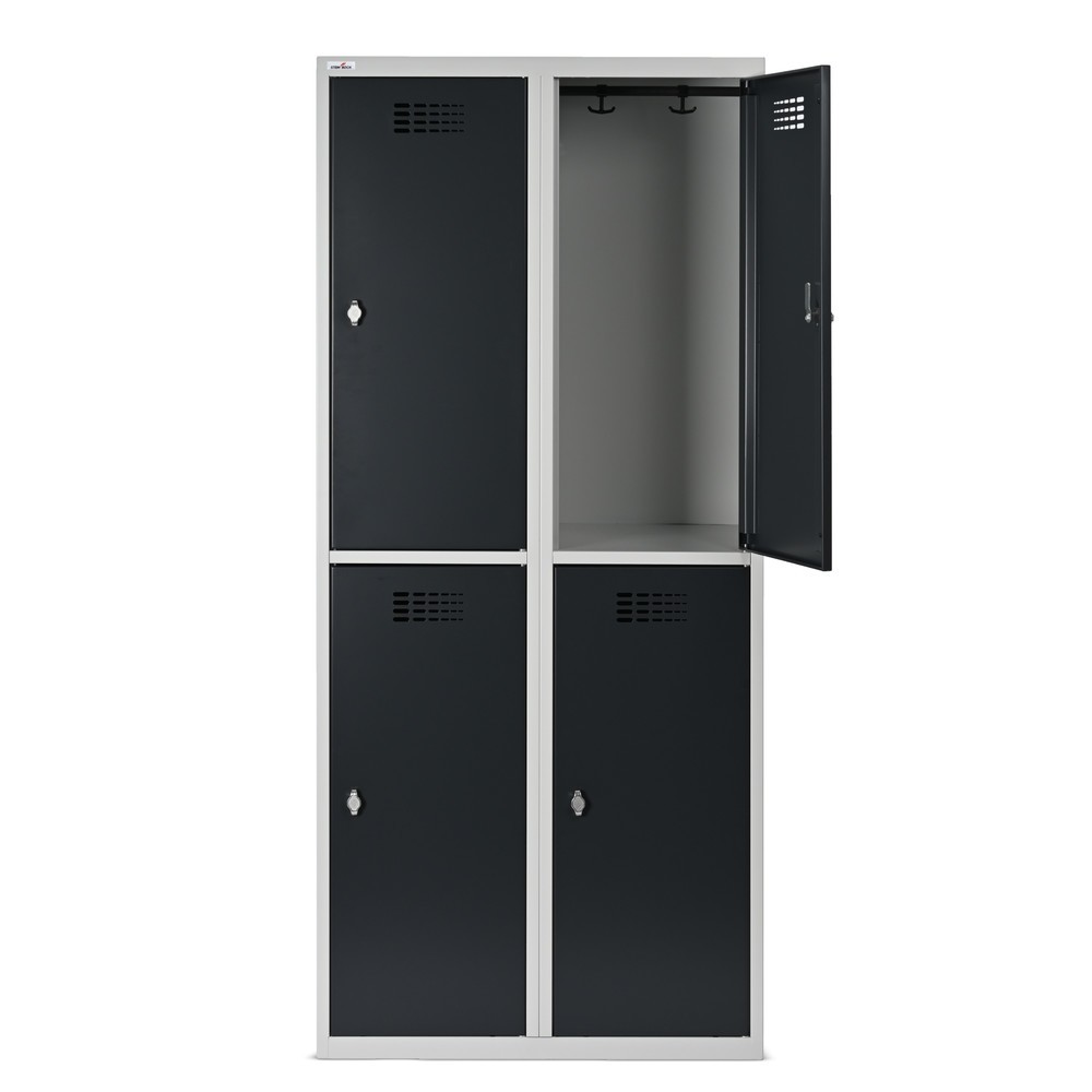 Produktabbildung Nr. 12: Steinbock® Spind, bodenstehend, 2-stöckig, 4 Fächer, Drehriegelverschluss, HxBxT 1.800 x 800 x 500 mm, lichtgrau/anthrazitgrau