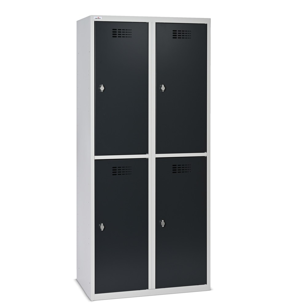 Produktabbildung: Steinbock® Spind, bodenstehend, 2-stöckig, 4 Fächer, Drehriegelverschluss, HxBxT 1.800 x 800 x 500 mm, lichtgrau/anthrazitgrau