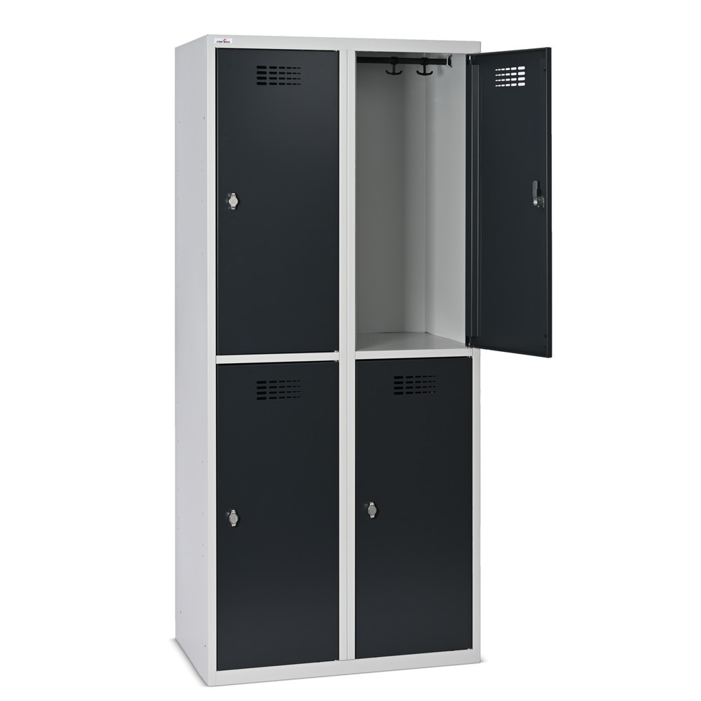 Produktabbildung Nr. 14: Steinbock® Spind, bodenstehend, 2-stöckig, 4 Fächer, Drehriegelverschluss, HxBxT 1.800 x 800 x 500 mm, lichtgrau/anthrazitgrau