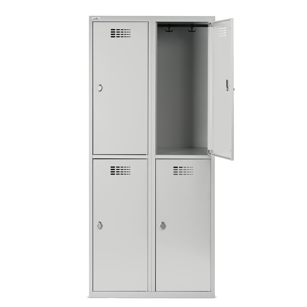 Produktabbildung Nr. 7: Steinbock® Spind, bodenstehend, 2-stöckig, 4 Fächer, Drehriegelverschluss, HxBxT 1.800 x 800 x 500 mm, lichtgrau/lichtgrau