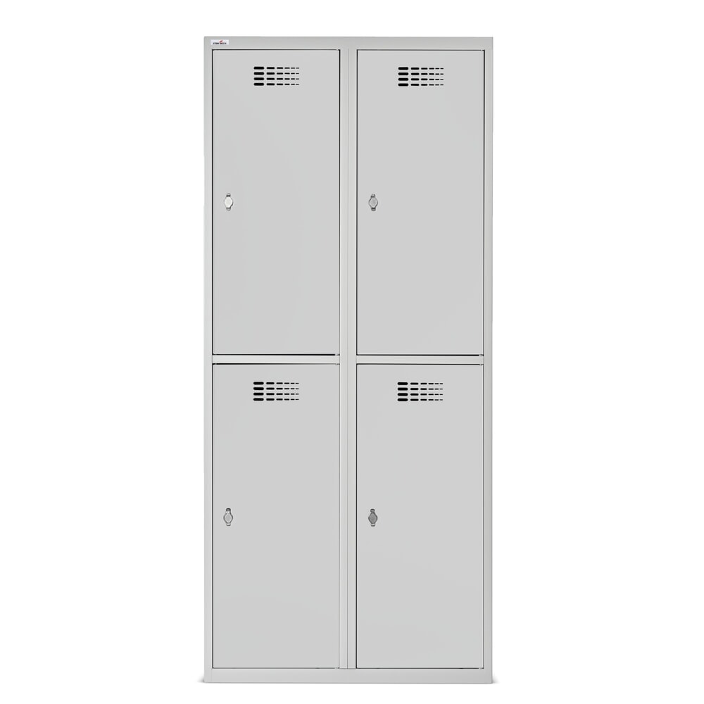 Produktabbildung Nr. 8: Steinbock® Spind, bodenstehend, 2-stöckig, 4 Fächer, Drehriegelverschluss, HxBxT 1.800 x 800 x 500 mm, lichtgrau/lichtgrau