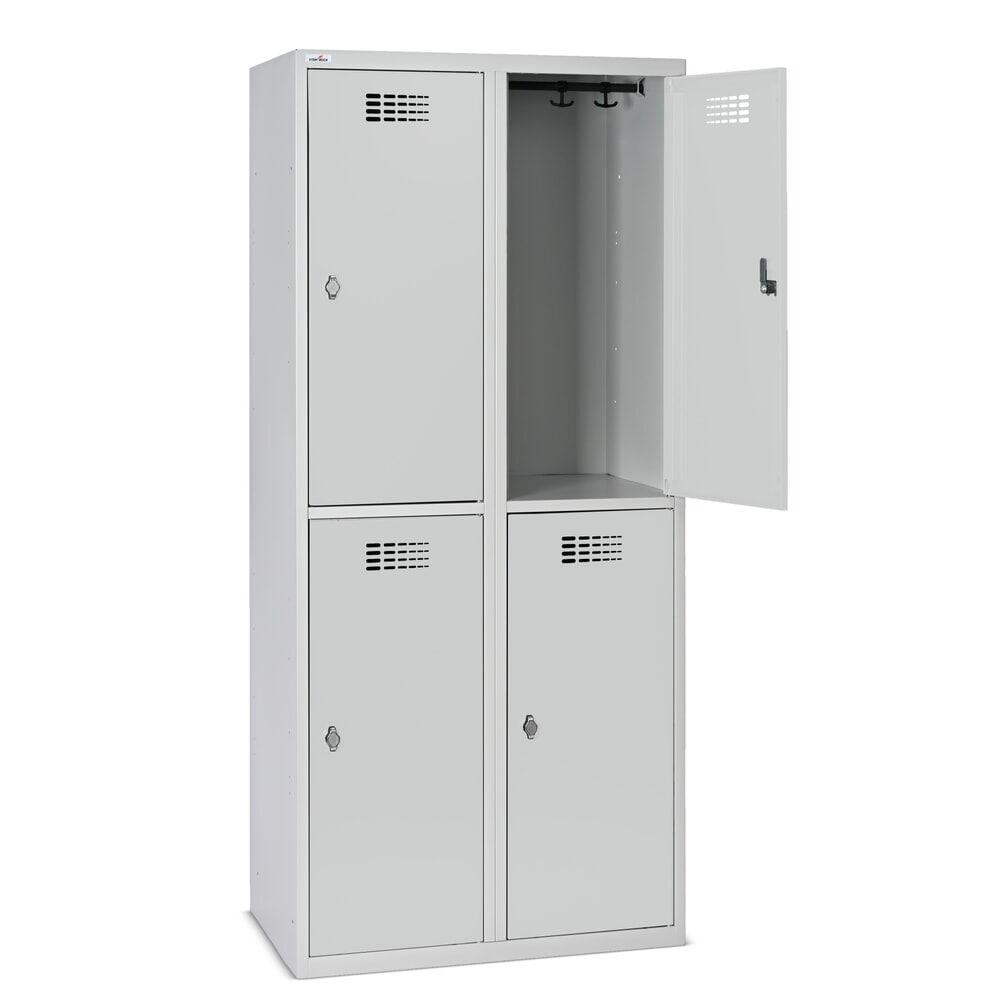 Produktabbildung Nr. 9: Steinbock® Spind, bodenstehend, 2-stöckig, 4 Fächer, Drehriegelverschluss, HxBxT 1.800 x 800 x 500 mm, lichtgrau/lichtgrau