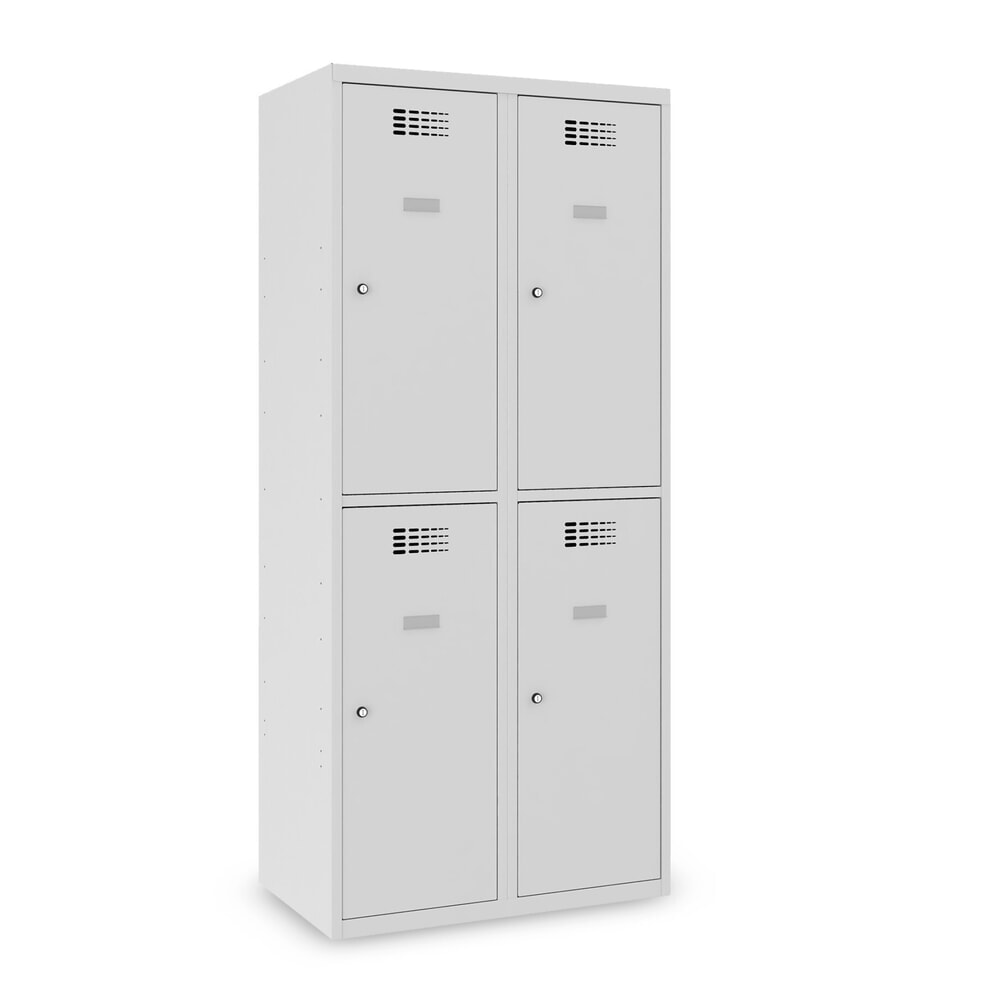 Produktabbildung Nr. 1: Steinbock® Spind, bodenstehend, 2-stöckig, 4 Fächer, Zylinderschloss, HxBxT 1.800 x 800 x 500 mm, lichtgrau/lichtgrau