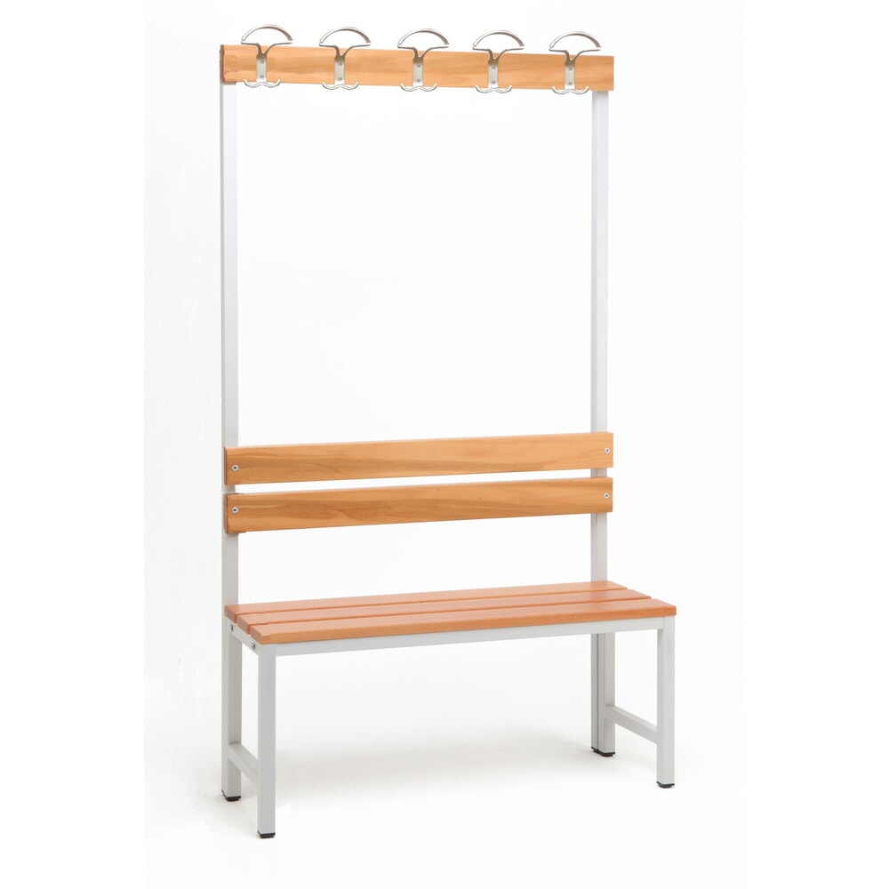 Produktabbildung: Steinbock® Umkleidesitzbank, 1-seitig mit Hakenleiste, Breite 1.000 mm, ohne Schuhrost