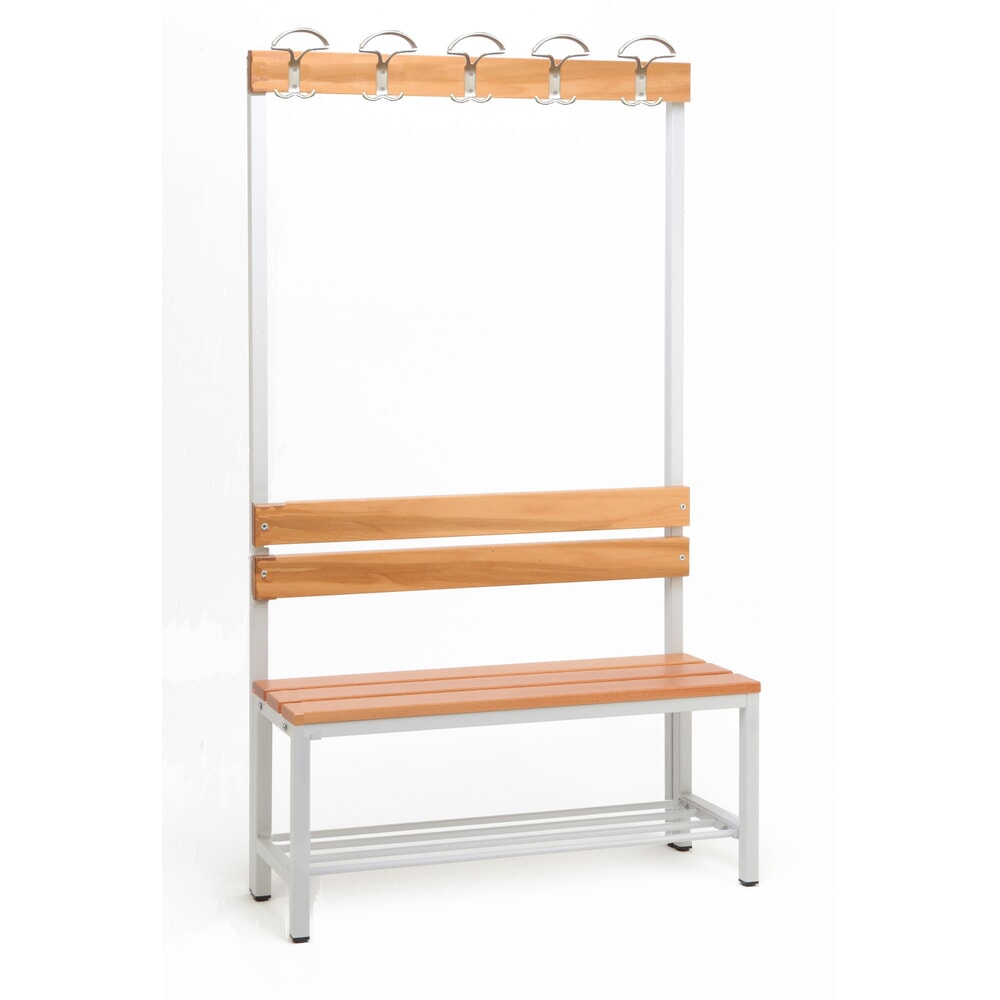 Produktabbildung Nr. 1: Steinbock® Umkleidesitzbank, 1-seitig mit Hakenleiste, Breite 1.000 mm, mit Schuhrost