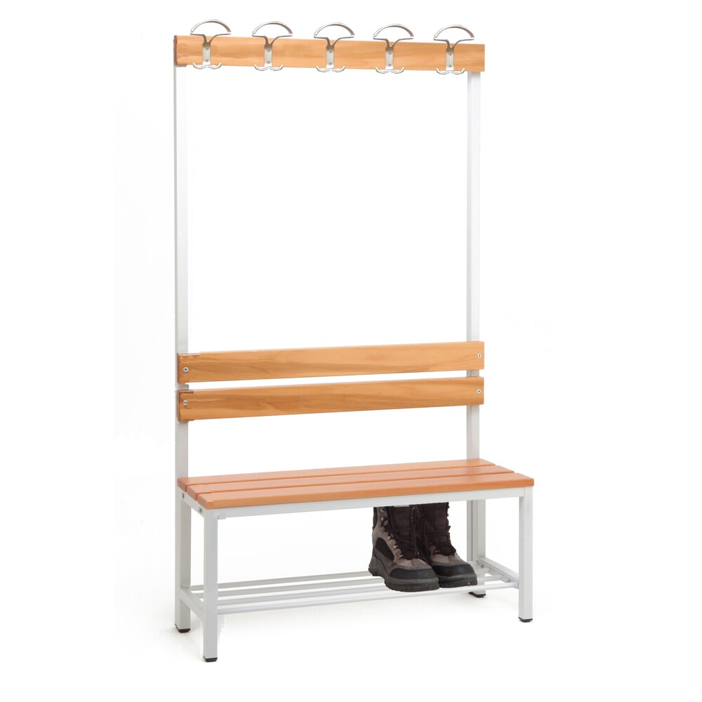 Produktabbildung Nr. 6: Steinbock® Umkleidesitzbank, 1-seitig mit Hakenleiste, Breite 1.000 mm, mit Schuhrost