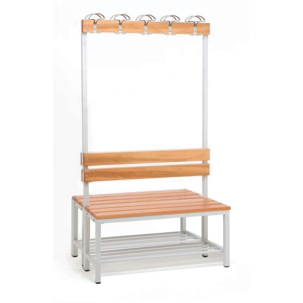 Produktabbildung Nr. 1: Steinbock® Umkleidesitzbank, 2-seitig mit Hakenleiste, Breite 1.000 mm, mit Schuhrost