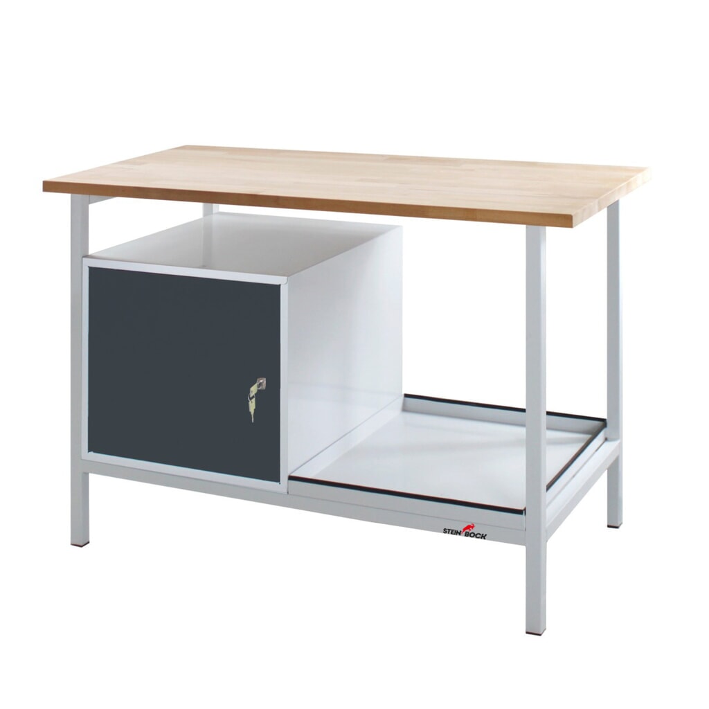 Produktabbildung: Steinbock® Werkbank Cube, 1 Tür, TK 300 kg, HxBxT 825 x 1.200 x 600 mm, RAL 7035/7016