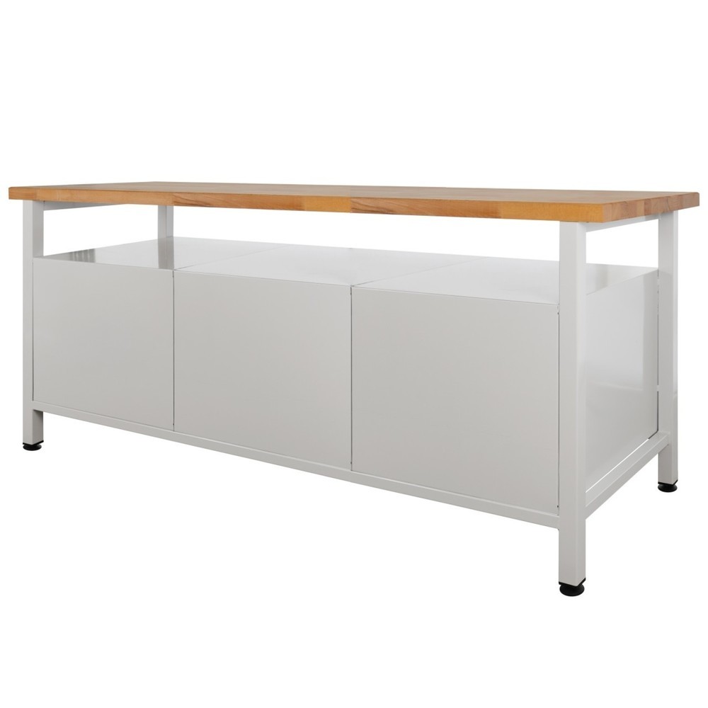 Produktabbildung Nr. 2: Steinbock® Werkbank Extra, 1 Ablage, 3 Schubladen, 1 Regalabteil, 1 Tür, TK 500 kg, HxBxT 840 x 1.700 x 600 mm, RAL 7035/7016