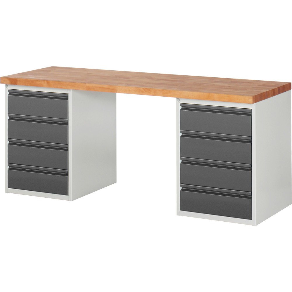 Produktabbildung: Steinbock® Werkbank, mit 2x 4 Schubladen, HxBxT 840 x 2.000 x 700 mm, RAL 7035/7016
