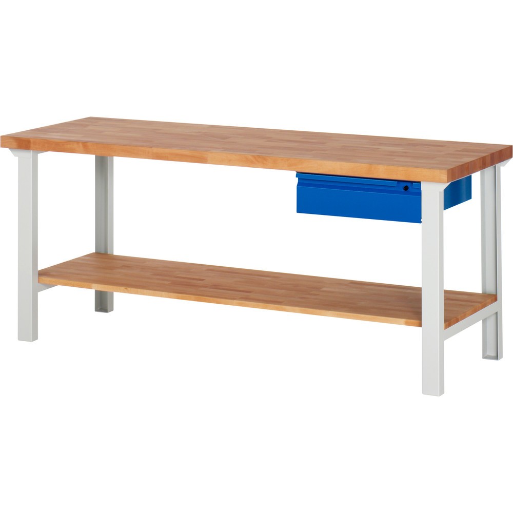 Produktabbildung: Steinbock® Werkbank, mit Schublade u. Ablageboden, HxBxT 840 x 2.000 x 700 mm, RAL 7035/5010