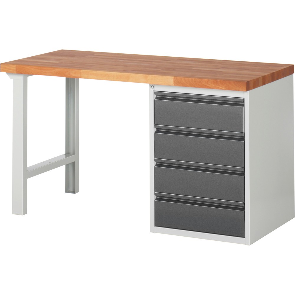 Produktabbildung: Steinbock® Werkbank, mit 4 Schubladen, HxBxT 840 x 1.500 x 700 mm, RAL 7035/7016